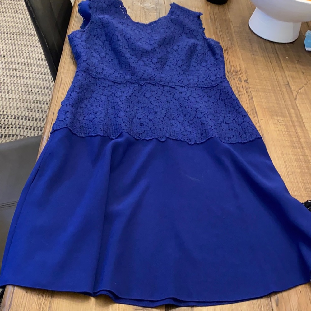 Elise Tahari blue purple dress
